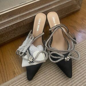 Public Desire Black Stiletto Heels with Pointed Toe